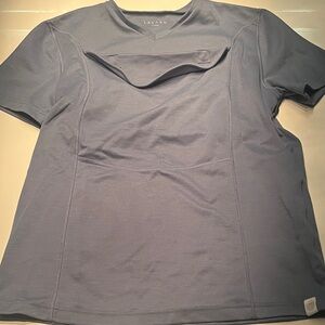 Lalabu V Neck Stretch Soothe Baby With Carrier Pouch Shirt Women’s L blue